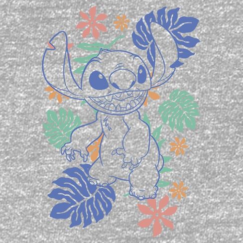 Disney Lilo Retro Tropical Tonal Stitch Girl's Heather Crew Tee in Saudi Arabia