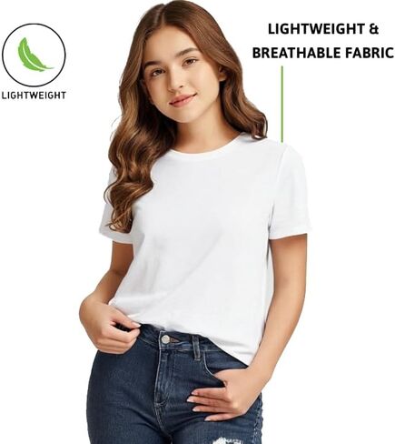 Girls Short Sleeve Crewneck T-Shirt, Summer Casual Top, Ages 1-13 Years in Saudi Arabia