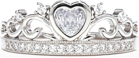 925 Sterling Silver Heart Cz Quinceanera Sweet 15 Birthday Crown Ring in Saudi Arabia