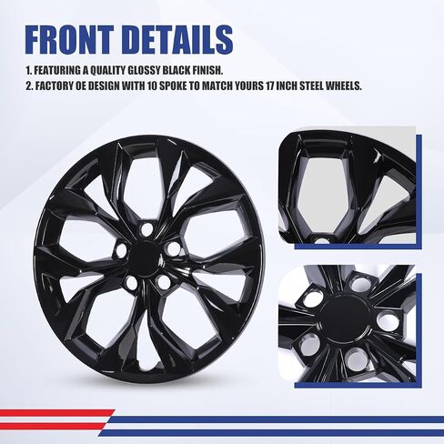 Winjet 18 inch Alloy Wheel Wheel Skins for 2023 2024 2025 Honda CR-V EX/EX-L Model Wheel Rim Covers,Snap On Installation(18 Inch Set of 4,Black Lacquer) in Saudi Arabia