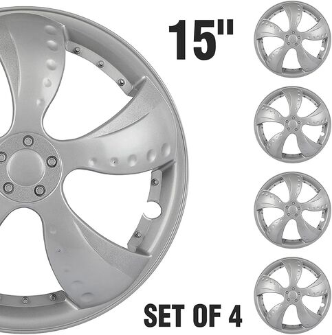 ECCPP R15 Hubcap Wheel Cover Corrosion-Free & Sturdy – Universal Wheel Rim Cover Full Heat & Impact Resistant Grade, 4 Pack in Saudi Arabia