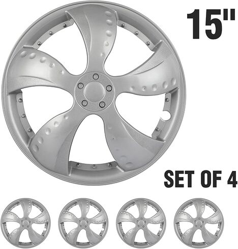 ECCPP R15 Hubcap Wheel Cover Corrosion-Free & Sturdy – Universal Wheel Rim Cover Full Heat & Impact Resistant Grade, 4 Pack in Saudi Arabia