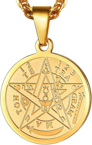 PROSTEEL الخماسي الخماسي قلادة للرجال النساء، الفولاذ المقاوم للصدأ Tetragrammaton تميمة المجوهرات الشيطانية، Wiccan 5 نقطة نجمة الشيطان قلادة قلادة in Saudi Arabia