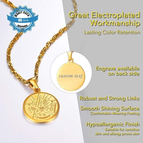 PROSTEEL الخماسي الخماسي قلادة للرجال النساء، الفولاذ المقاوم للصدأ Tetragrammaton تميمة المجوهرات الشيطانية، Wiccan 5 نقطة نجمة الشيطان قلادة قلادة in Saudi Arabia
