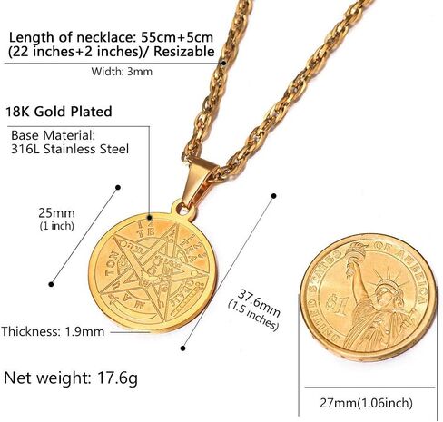 PROSTEEL الخماسي الخماسي قلادة للرجال النساء، الفولاذ المقاوم للصدأ Tetragrammaton تميمة المجوهرات الشيطانية، Wiccan 5 نقطة نجمة الشيطان قلادة قلادة in Saudi Arabia