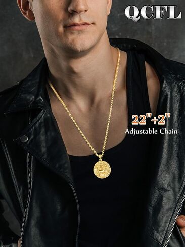 Zodiac Necklace for Men - 925 Sterling Silver/14K Gold/Black Horoscope Constellation Pendant Medal, Birthday Gifts Jewelry for Him (12 Zodiac Signs) in Kuwait