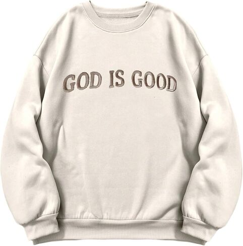 SweatyRocks Women's Oversized Sweatshirt Embroidery Casual Long Sleeve Fleece Pullover Tops in Saudi Arabia