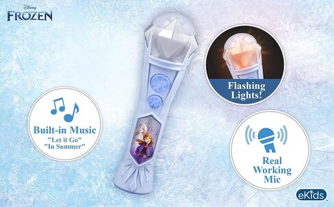 eKids Disney Frozen 2 Toy Microphone for Kids with Built-in Music and Flashing Lights, Designed for Fans of Frozen Merchandise and Frozen Gifts for Girls in Saudi Arabia