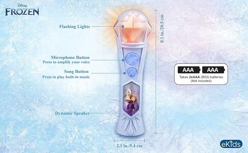 eKids Disney Frozen 2 Toy Microphone for Kids with Built-in Music and Flashing Lights, Designed for Fans of Frozen Merchandise and Frozen Gifts for Girls in Saudi Arabia
