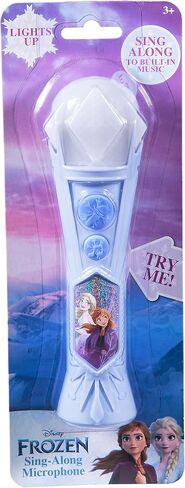 eKids Disney Frozen 2 Toy Microphone for Kids with Built-in Music and Flashing Lights, Designed for Fans of Frozen Merchandise and Frozen Gifts for Girls in Saudi Arabia