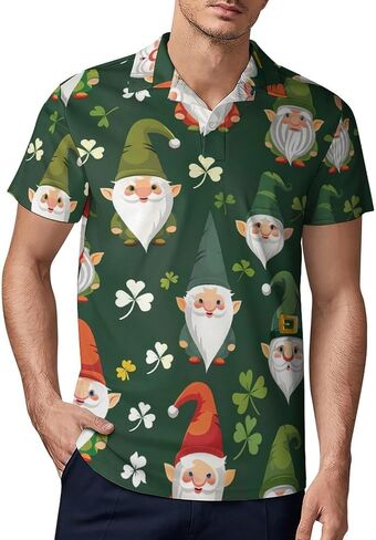 Gnome St Patrick's Day Men's Polo Shirt Short Sleeve T Shirt Casual Summer Golf Shirt Athletic Top in Saudi Arabia