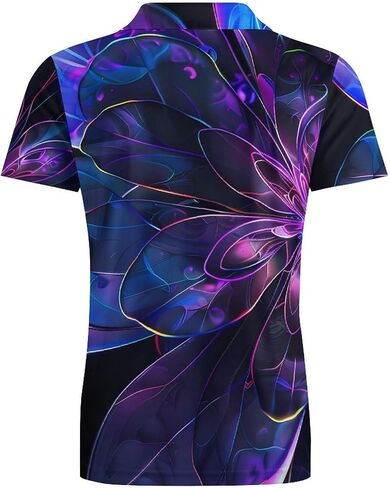 Abstract Art Neon Flowers Men's Polo Shirt Short Sleeve T Shirt Casual Summer Golf Shirt Athletic Top in Saudi Arabia