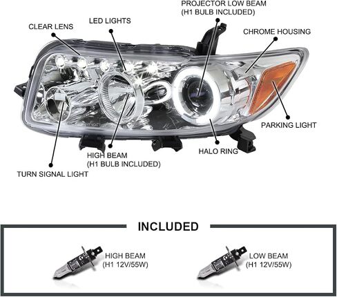 SPEC-D TUNING Angel eye + LED Projector Headlights Compatible with 2008-2010 Scion xB, Left + Right Pair Headlamps Assembly in Saudi Arabia