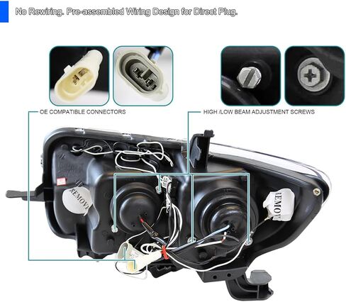 SPEC-D TUNING Angel eye + LED Projector Headlights Compatible with 2008-2010 Scion xB, Left + Right Pair Headlamps Assembly in Saudi Arabia
