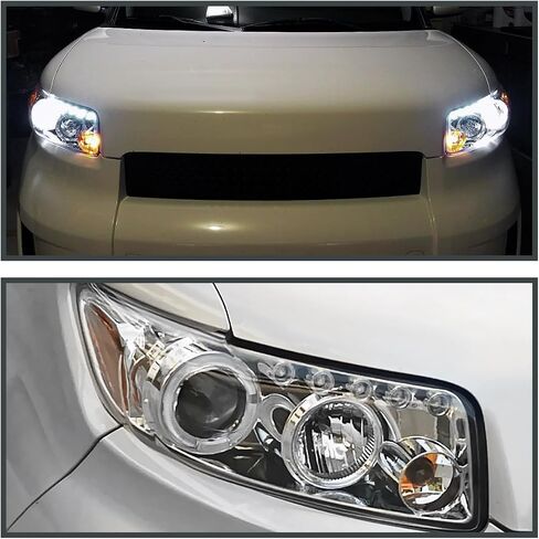 SPEC-D TUNING Angel eye + LED Projector Headlights Compatible with 2008-2010 Scion xB, Left + Right Pair Headlamps Assembly in Saudi Arabia