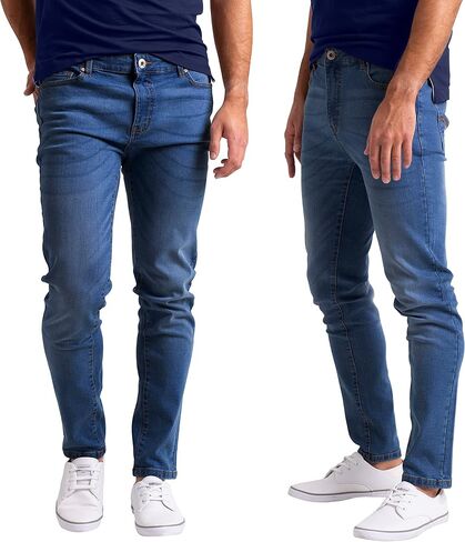 WESTACE Mens Slim-Fit Jeans Stretch Casual Classic 5-Pocket Straight Leg Durable Everyday Essential Flex Denim Jeans 28W-40W in Saudi Arabia