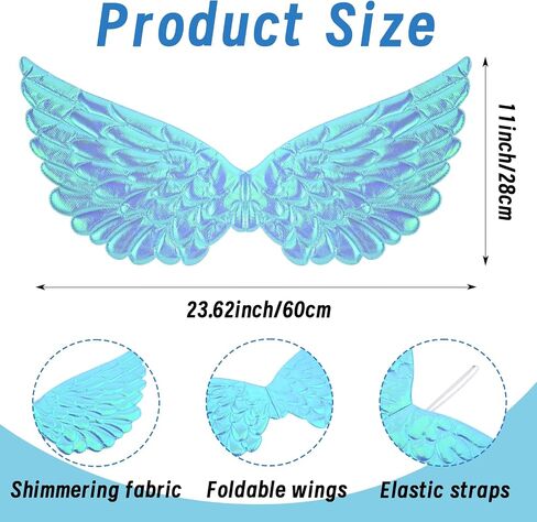 4 Pcs Halloween Rainbow Pony Costume with Rainbow Wig Tail Hourse Ears Clips Blue Wings for Women Halloween Anime Cosplay Party Dress up in Saudi Arabia