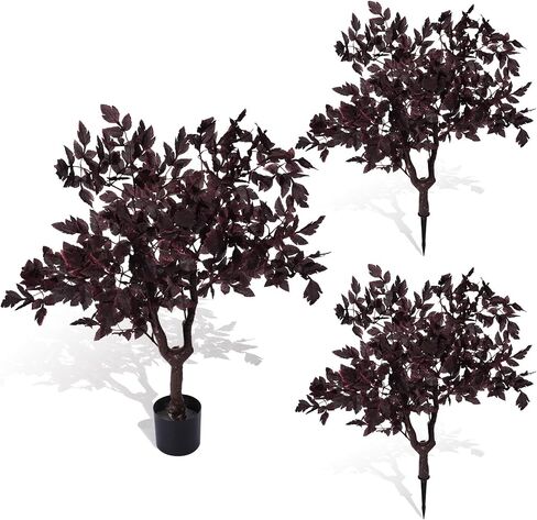 Giegxin 2 Pack 3.2 ft Fall Artificial Cimicifuga Stems with Spike Faux Plum Cimicifuga Plant Autumn Ramosa Leaf Halloween Tree for Fall Thanksgiving, Porch, Fireplace Front Door Outdoor Indoor Decor in Saudi Arabia