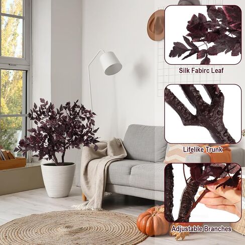 Giegxin 2 Pack 3.2 ft Fall Artificial Cimicifuga Stems with Spike Faux Plum Cimicifuga Plant Autumn Ramosa Leaf Halloween Tree for Fall Thanksgiving, Porch, Fireplace Front Door Outdoor Indoor Decor in Saudi Arabia