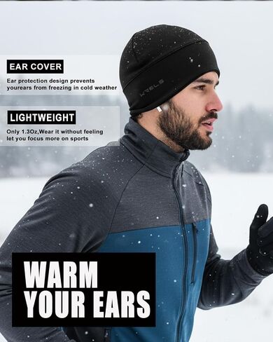 Thermal Running Skull Cap with Ear Flaps - Winter Hat for Men & Women, Windproof Athletic Beanie Helmet Liner in Saudi Arabia