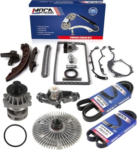 طقم سلسلة التوقيت MOCA ومجموعة مبيت مضخة المياه والترموستات المتوافقة مع 03-05 BMW Z4 3.0L و01-06 BMW X5 3.0L و01-04 BMW 530i 3.0L و01-05 BMW 325xi 2.5L in Saudi Arabia