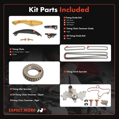 A-Premium Engine Timing Chain Kit with Water Pump Compatible with Ford F-150 2011-2012/2015-2016, Mustang 2011-2017, Police Interceptor Utility 2016-2017, Transit-150, Transit-350 HD - 3.5L 3.7L in Saudi Arabia