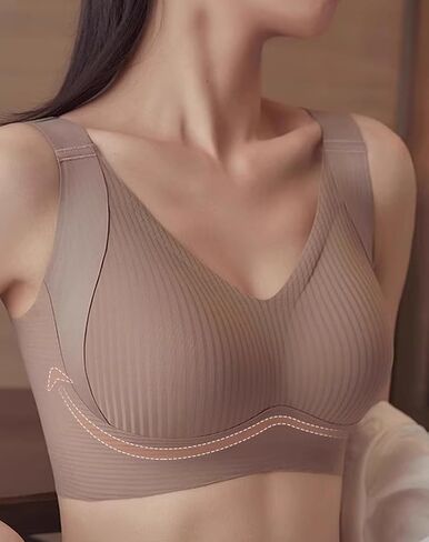 Lekxagabo Women's Ribbed Adjustable Wireless Bras, 3 Pack Super Firming Wire-Free Push-Up Bra All-Day Comfort No More Sagging in Saudi Arabia