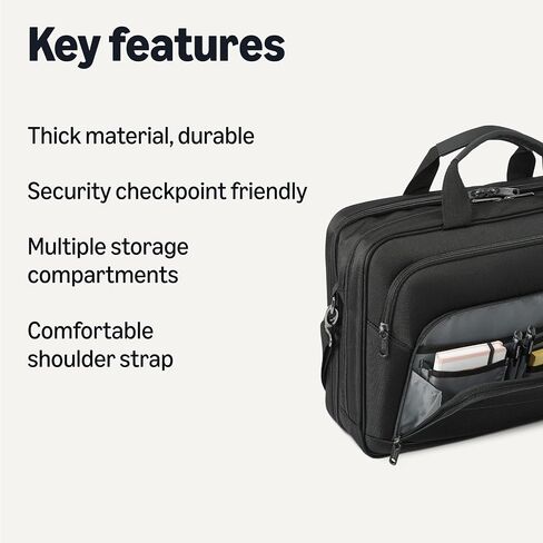 حقيبة كمبيوتر محمول من Amazon Essentials Check Point، مقاس 16 بوصة، باللون الأسود in Saudi Arabia