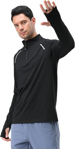 Men's Half-Zip Long-Sleeve Quick-Dry Sweatshirt for Fitness and Running in Saudi Arabia