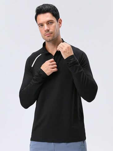 Men's Half-Zip Long-Sleeve Quick-Dry Sweatshirt for Fitness and Running in Saudi Arabia