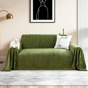Couch Cover for Dogs, Non Slip Sofa Cover, Washable Couch Covers, 2 Cushion Sofa for Dogs Furniture Protector with Tassels Chenille Sofa Covers for Pets (Vertical Pattern Dark Gray) in Saudi Arabia