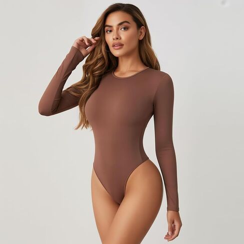 Sol Living Shapewear for Women Tummy Control Bodysuit Body Shaper Tummy Control Seamless Bodysuit Slimming Long Sleeve Top in Saudi Arabia