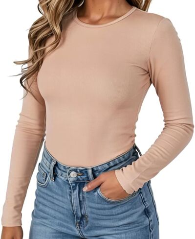 Sol Living Shapewear for Women Tummy Control Bodysuit Body Shaper Tummy Control Seamless Bodysuit Slimming Long Sleeve Top in Saudi Arabia