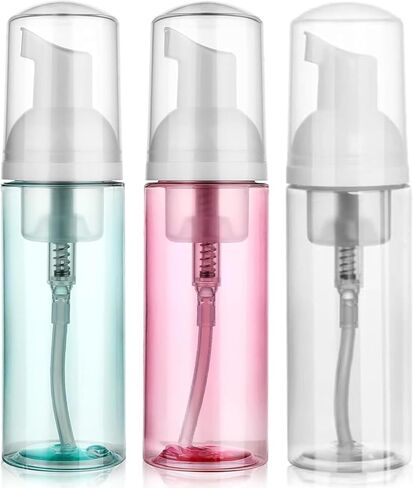 3 عبوات من زجاجات مضخة الرغوة للسفر بحجم 60 مل/2 أونصة موزع صابون رغوي صغير الحجم، موزع صابون رغوي بلاستيكي شفاف، حاويات مضخة صغيرة فارغة قابلة لإعادة الملء (ألوان مختلطة) in Kuwait