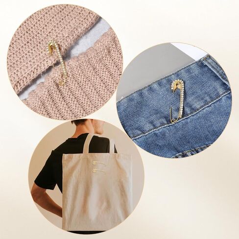 12 PCS Gold Safety Pins Large, Rhinestone Fancy Safety Pins, Large Gold Crystal Decorative Brooch Pin for Women Clothing Skirts Sweater Scarf Lapel Hat Accessories in Saudi Arabia