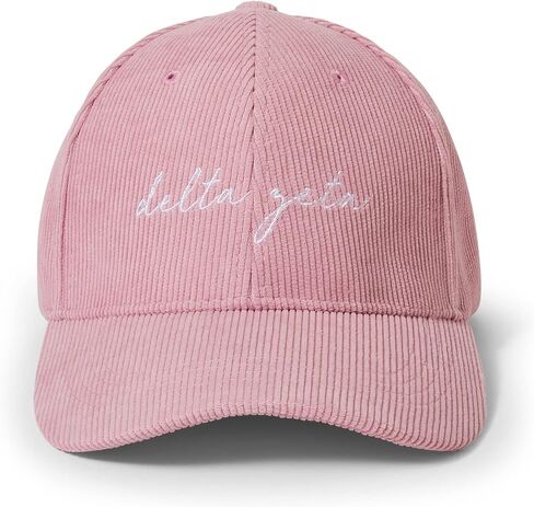 Sorority Shop Delta Zeta Baseball Cap - Embroidered Logo, Soft Corduroy Pink in Saudi Arabia