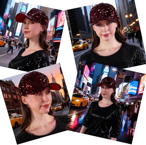 Sequin Baseball Cap for Women Girls Trucker Hat Sun Hat Golf Visor Hat Sparkly Bling 80s Party Hat for Hip Top Beach Travel in Kuwait