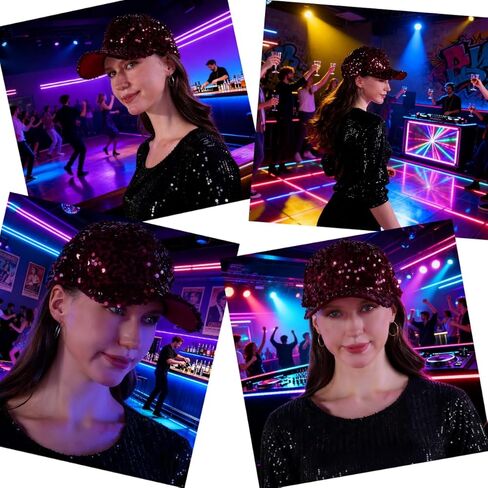 Sequin Baseball Cap for Women Girls Trucker Hat Sun Hat Golf Visor Hat Sparkly Bling 80s Party Hat for Hip Top Beach Travel in Kuwait