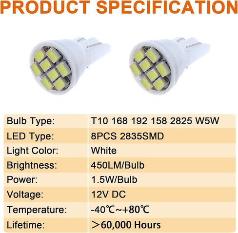 7X t10 LED لمبة قياس العدادات LED Dash Kit لوحة القيادة LED مصابيح كهربائية بديلة بيضاء باردة لشاحنة Ford 1993-1996 Bronco F150 F250 F350، Ford 1980-1986 F100 F150 F250 F350 Truck in Kuwait