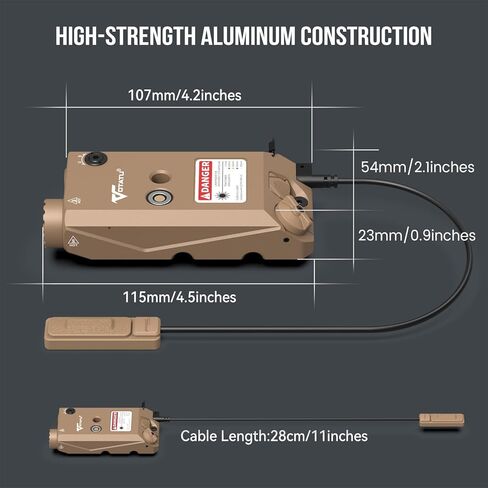 VOTATU V840 Green Laser/Light/IR Combo, 1500 Lumens Tactical Flashlight Laser for Rifle and Carbine Compatible with M-LOK Picatinny Rail, Pressure Switch and USB Magnetic Rechargeable in Kuwait
