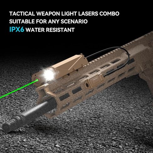 VOTATU V840 Green Laser/Light/IR Combo, 1500 Lumens Tactical Flashlight Laser for Rifle and Carbine Compatible with M-LOK Picatinny Rail, Pressure Switch and USB Magnetic Rechargeable in Kuwait
