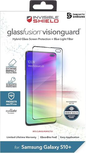 ZAGG Invisbleshield Glass Fusion Visionguard - حماية فائقة للزجاج الهجين + فلتر الضوء الأزرق الضار - واقي الشاشة - مصنوع لهاتف Samsung Galaxy S10 in Saudi Arabia