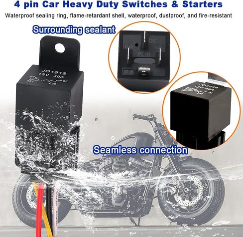 12V 40A 5Pin Car Relay with 12AWG Harness Sockets, JD1914 SPDT Relay with Color-Labeled Wires for Automotive Truck Van Motorcycle Boat in Kuwait