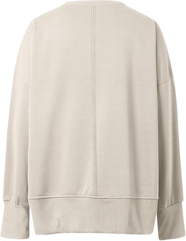 JiXiang Side Slit Sweatshirt for Women Oversized Long Sleeve Crewneck Hoodies Pullover Tops Trendy Cute Fall Clothes Shirts in Saudi Arabia