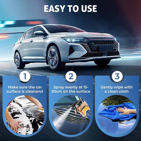 New Advanced Car Quick-acting Coating Agent Spray, Quick Effect Coating Agent Spray, Car Coating Sprays, Quickly Coat Cars Wax, Polish Sprays Waterless Wash Wax, Oil Film Emulsion Glass Cleaner (1Set) in Saudi Arabia
