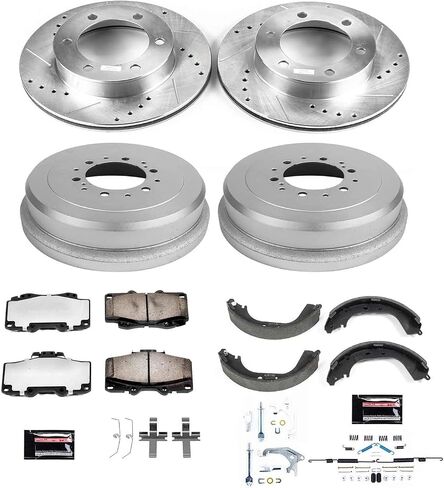 طقم فرامل أمامية وخلفية Power Stop لـ 1995 1996 1997 1998 1999 2000 Toyota 4Runner - وسادات فرامل سيراميك من ألياف الكربون للشاحنة والسحب والطبول والدوارات المحفورة والمشقوقة، K15095DK-36 in Saudi Arabia