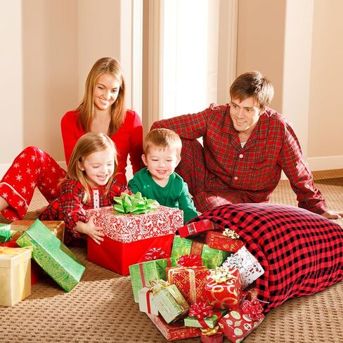 35''x55''Jumbo Christmas Drawstring Gift Bags,2PCS Cotton Santa Bag, Buffalo Plaid Christmas Gift Bags Santa Sack with Drawstring,Heavy Christmas Bags for Christmas Holiday Gift Giving and Party Decor in Kuwait
