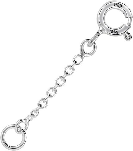 925 Sterling Silver 1MM - Cable Italian - Pendant - Necklace - Anklet - Bracelet - Extender Chain - 1 Inch to 6 Inch Super Thin & Strong With 5MM End Ring in Kuwait