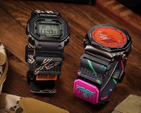 سوار ساعة من النايلون 16 ملم متوافق مع G-Shock DW-5600/6900/5700/8900، GW-M5610/6900، GD-100/110/120/350/GM-2100/GA2100/GA-B2100، تصميم رقع عسكرية، حزام ساعة خارجي سريع التحرير للرجال والنساء in Kuwait