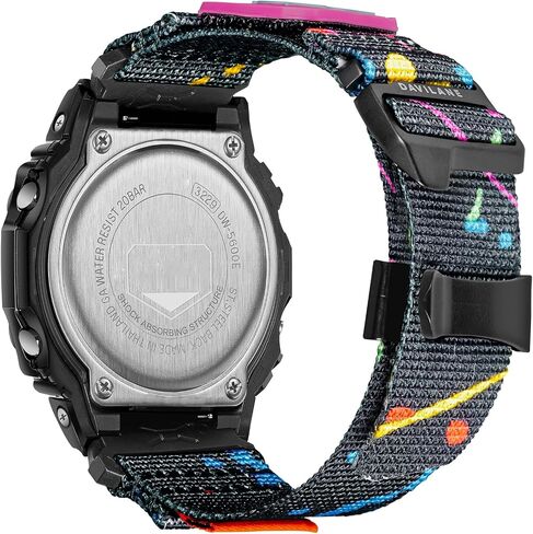 سوار ساعة من النايلون 16 ملم متوافق مع G-Shock DW-5600/6900/5700/8900، GW-M5610/6900، GD-100/110/120/350/GM-2100/GA2100/GA-B2100، تصميم رقع عسكرية، حزام ساعة خارجي سريع التحرير للرجال والنساء in Kuwait